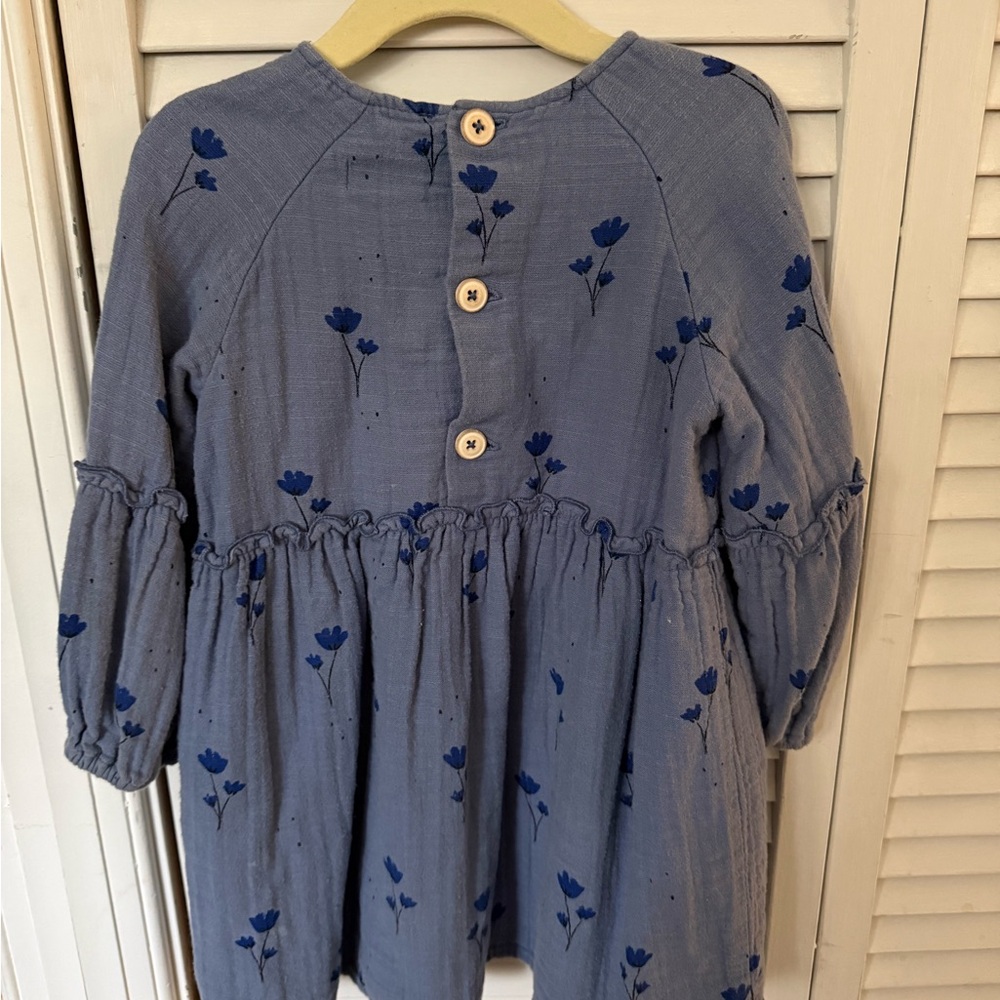 Zara Light Blue Dress with Royal Blue Floral Print - Picture 3 of 3